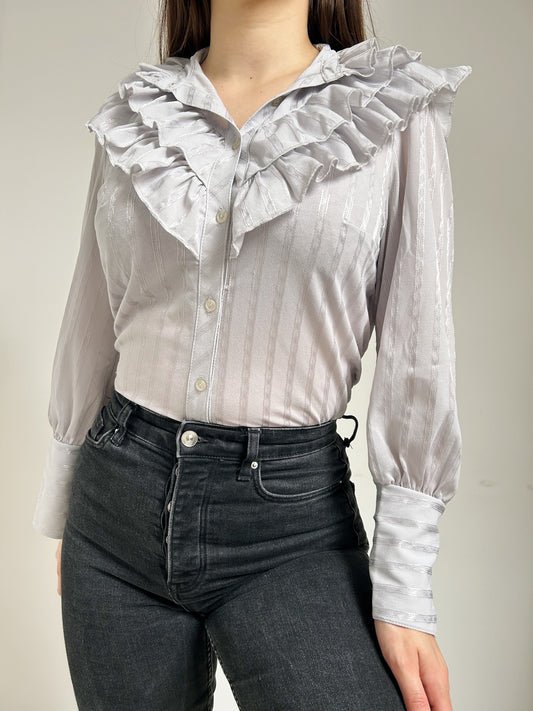 Vintage grey ruffled shirt Size 36/38