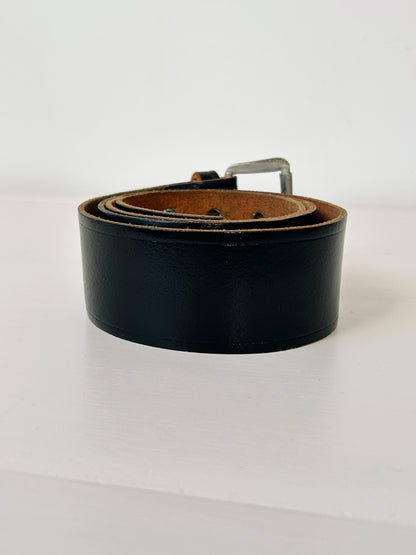 Large ceinture en cuir noir 90s