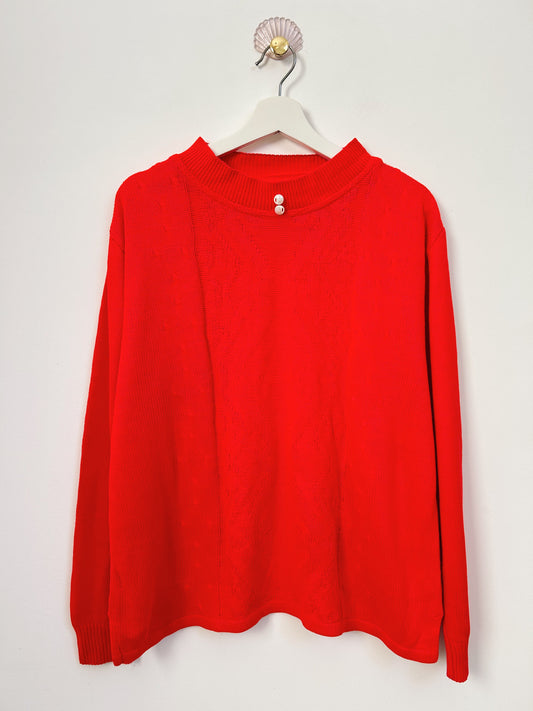 Pull rouge côtelé 80s Taille 42/44