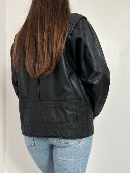 Veste en cuir noir 80s Taille 38