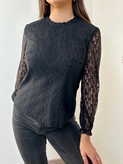 Top en dentelle noir 70s Taille 36