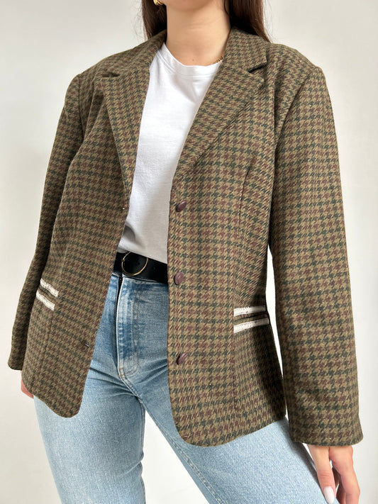 Blazer en tweed vert vintage Taille 40