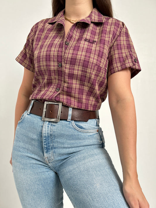 90s plaid short sleeve shirt Size 38