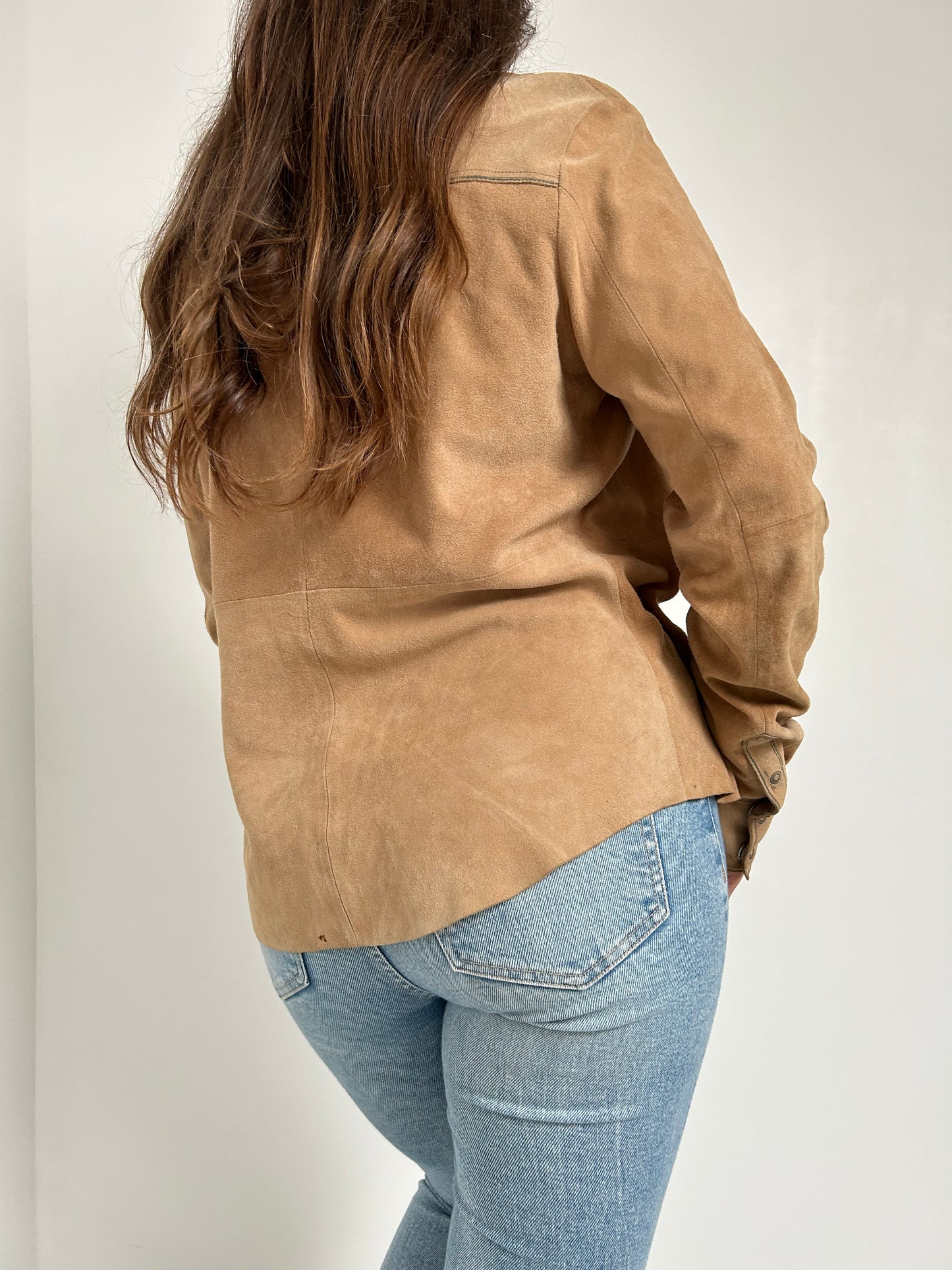 Veste chemise en daim beige 70s Taille 36/38