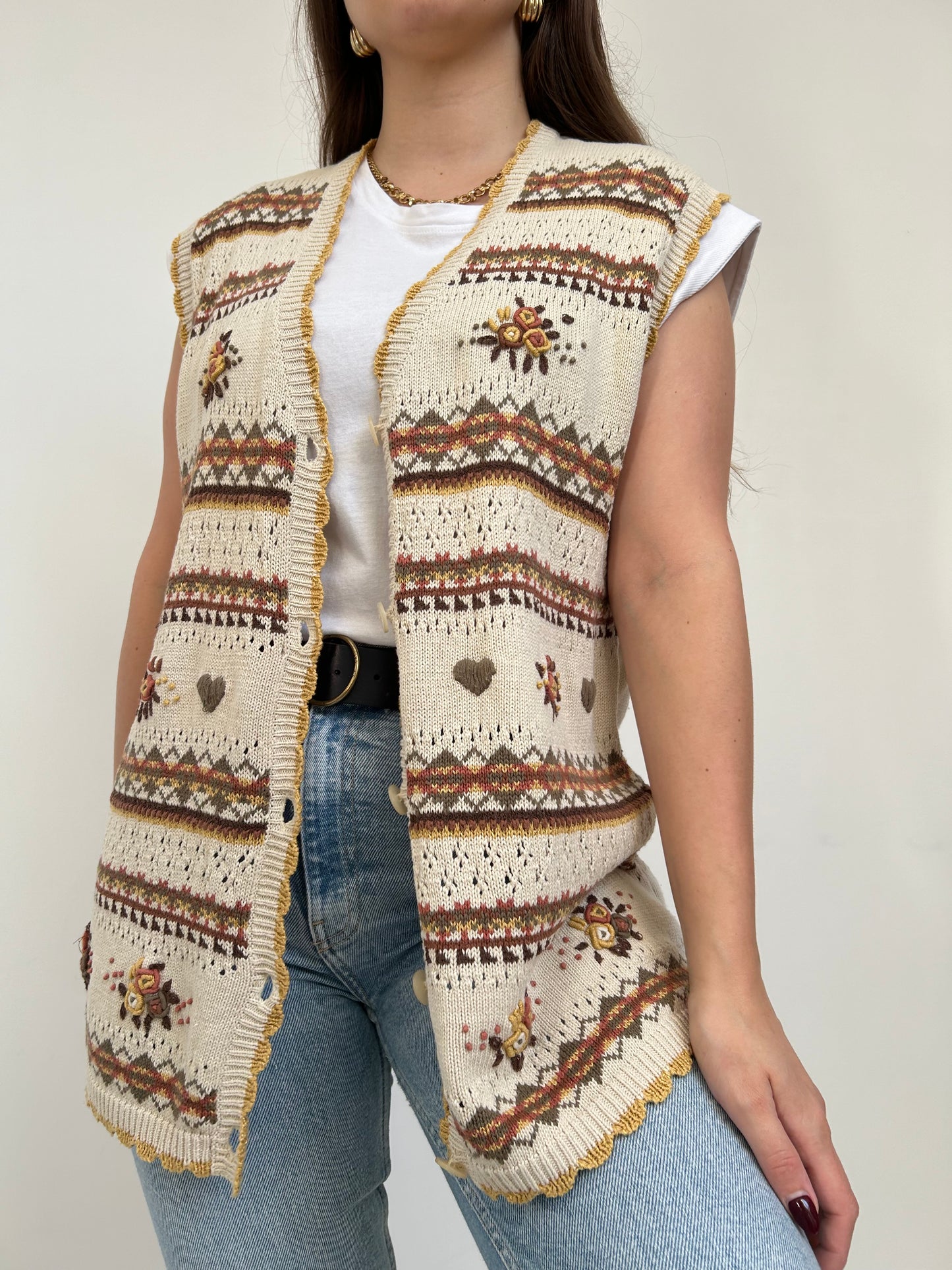 Gilet beige à motifs 90s Taille 38