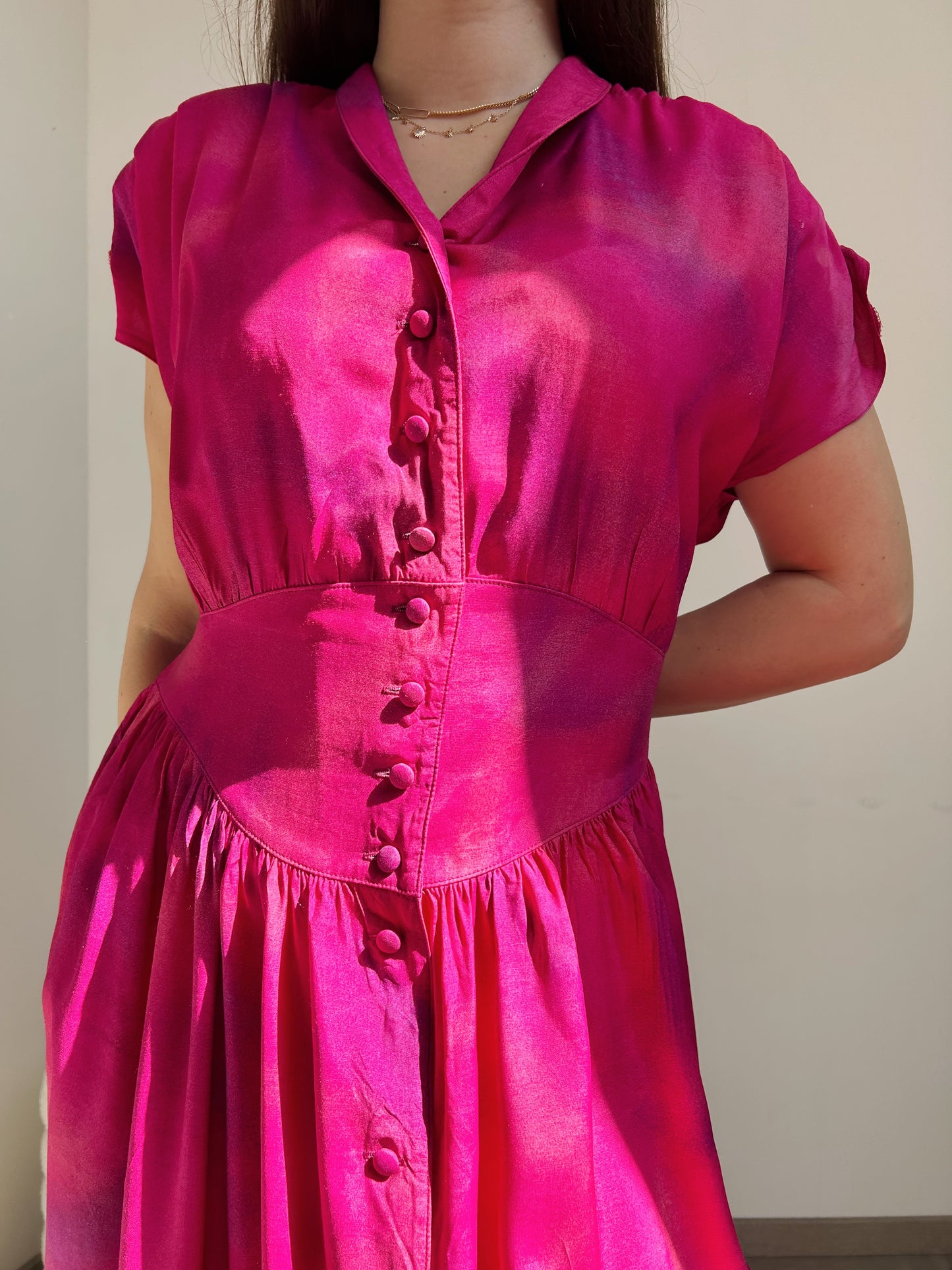 Robe rose boutonnée 90s Taille 42