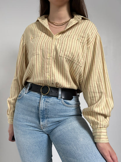 Chemise oversize jaune lignée 90s Taille 38/40