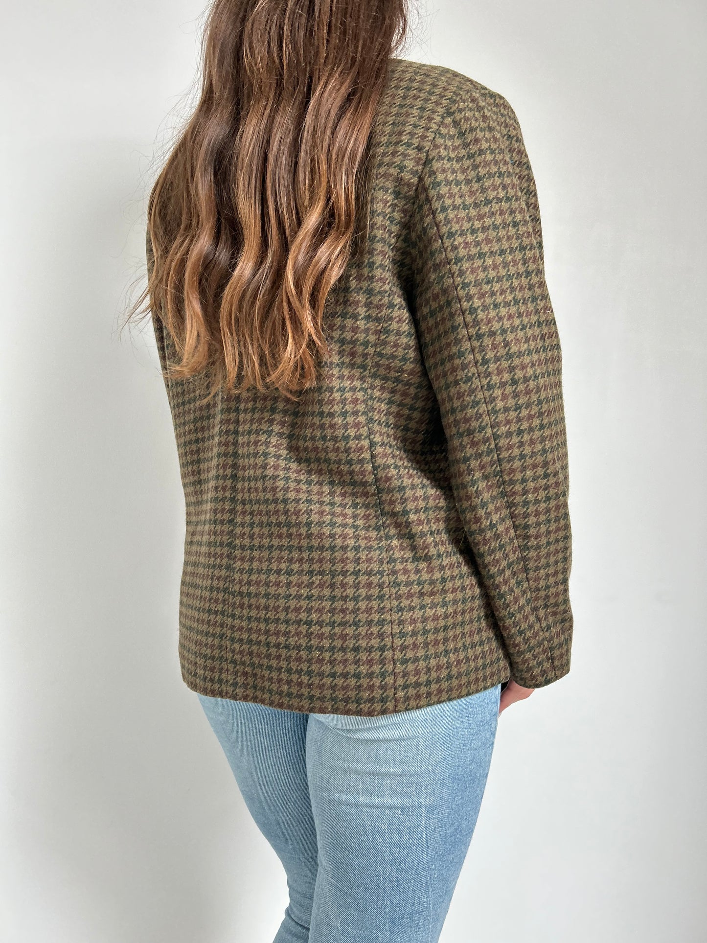 Blazer en tweed vert vintage Taille 40