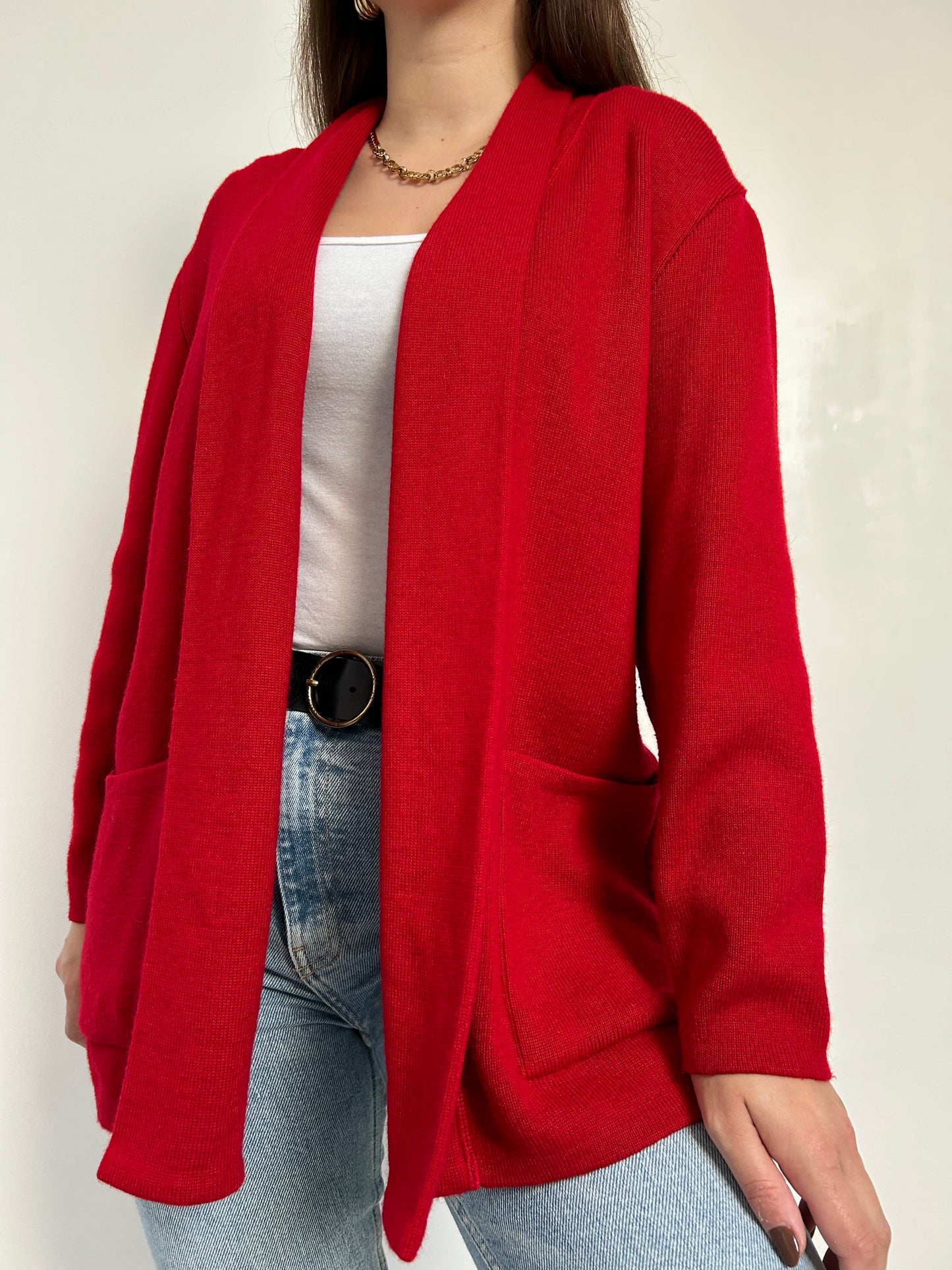 Long gilet rouge 90s Taille 42