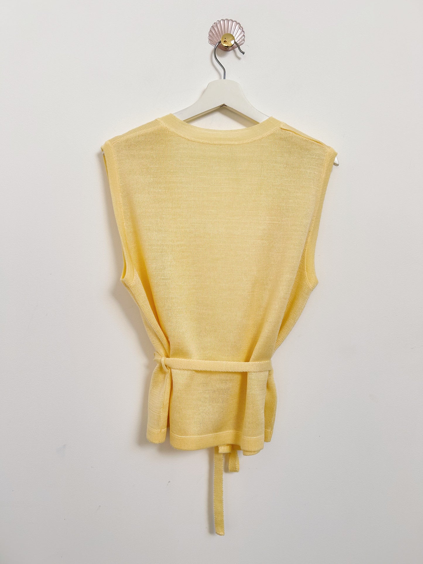 Gilet tricoté jaune noué 80s Taille 40