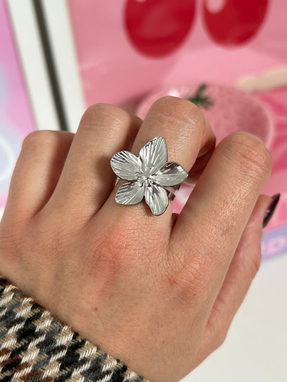 Bague Flower Argenté | Acier inoxydable