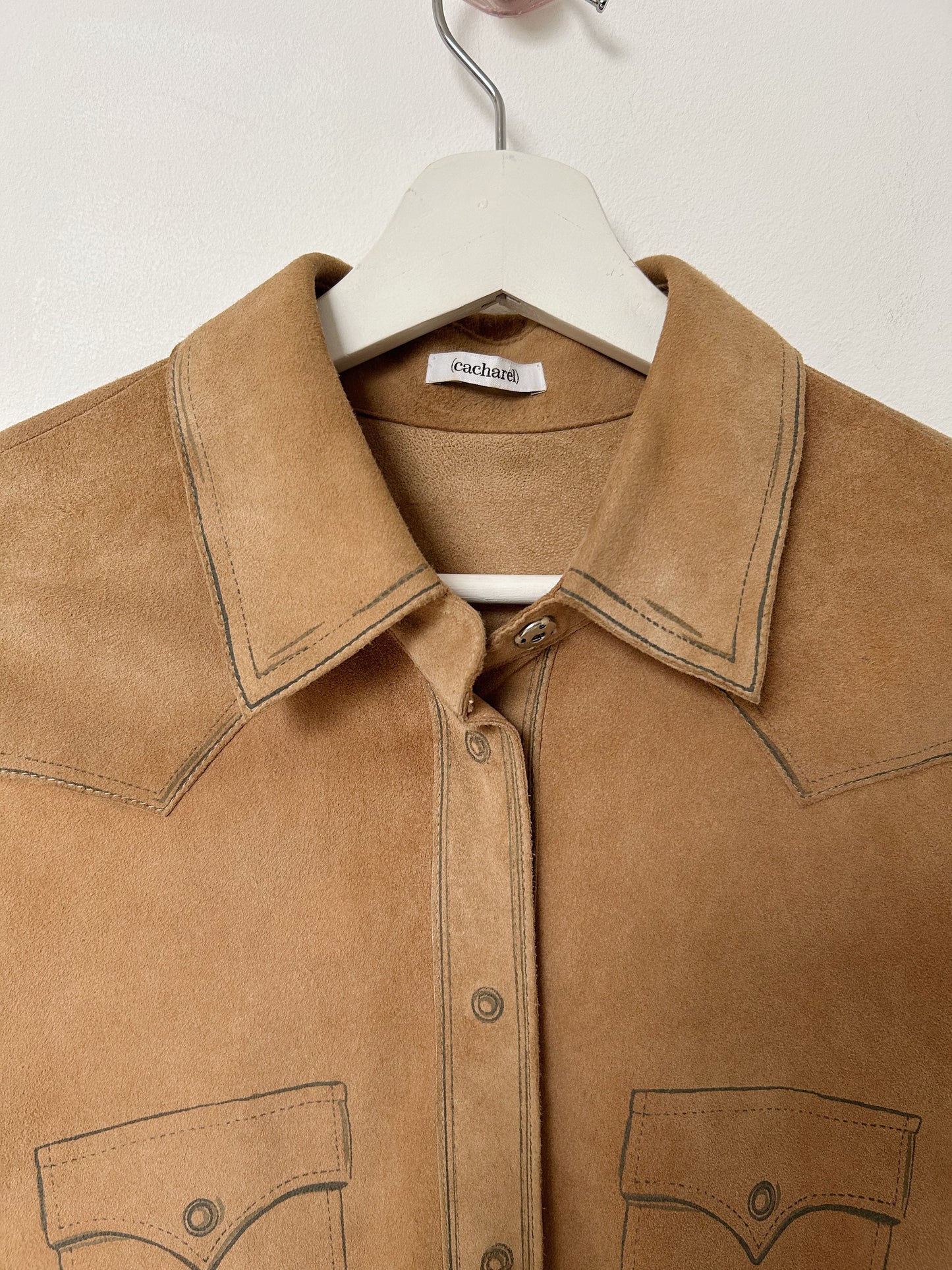 Veste chemise en daim beige 70s Taille 36/38