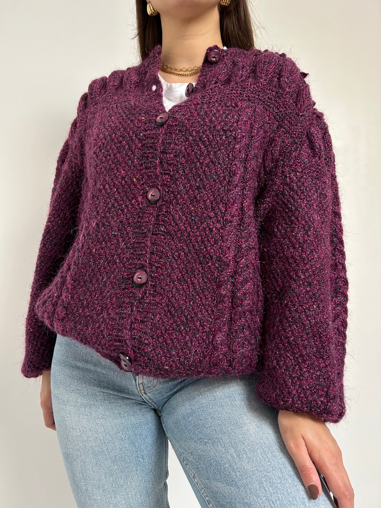 Gilet oversize en maille violet 90s Taille 42