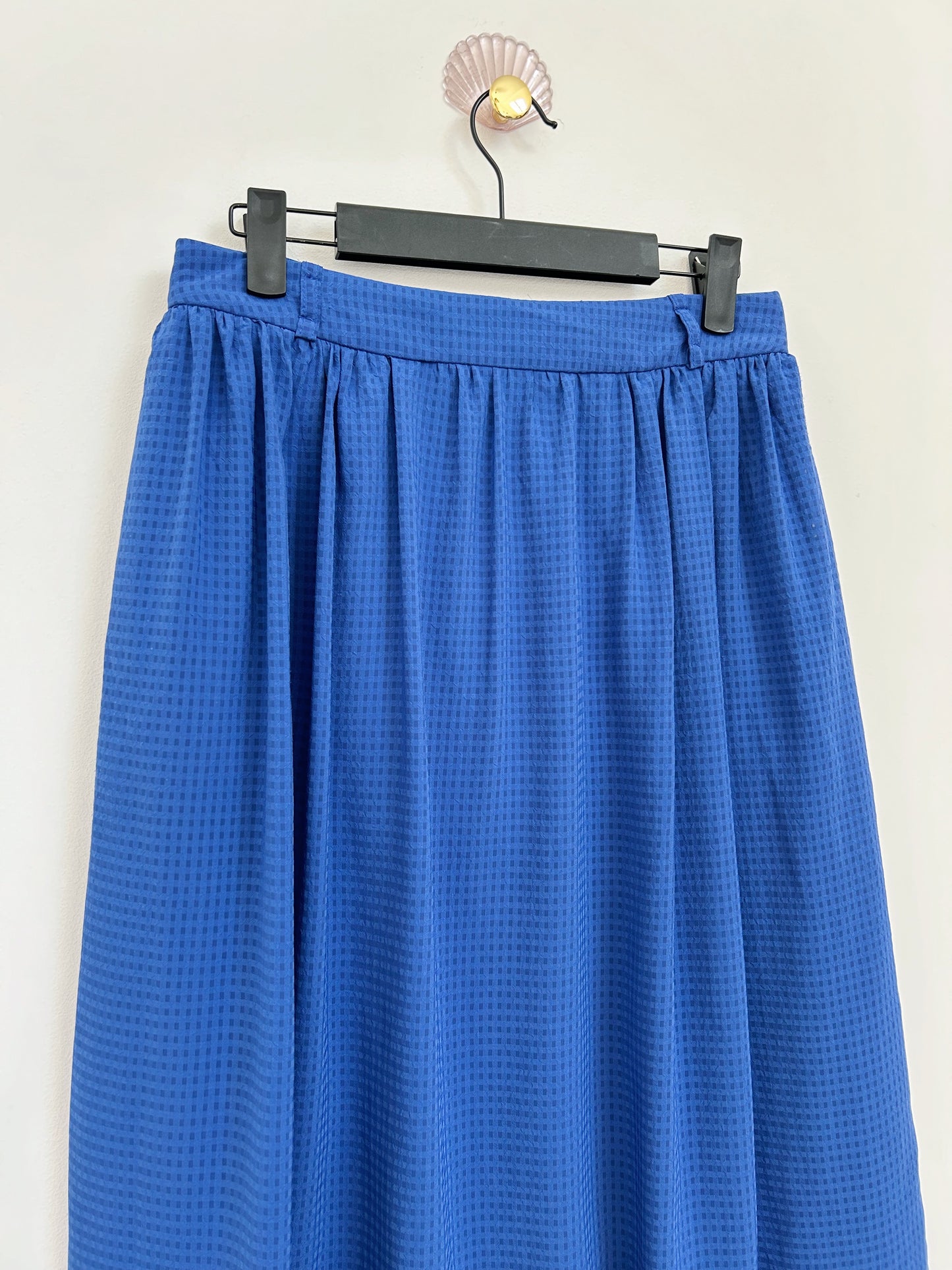 Jupe à carreaux bleu satiné 80s Taille 36