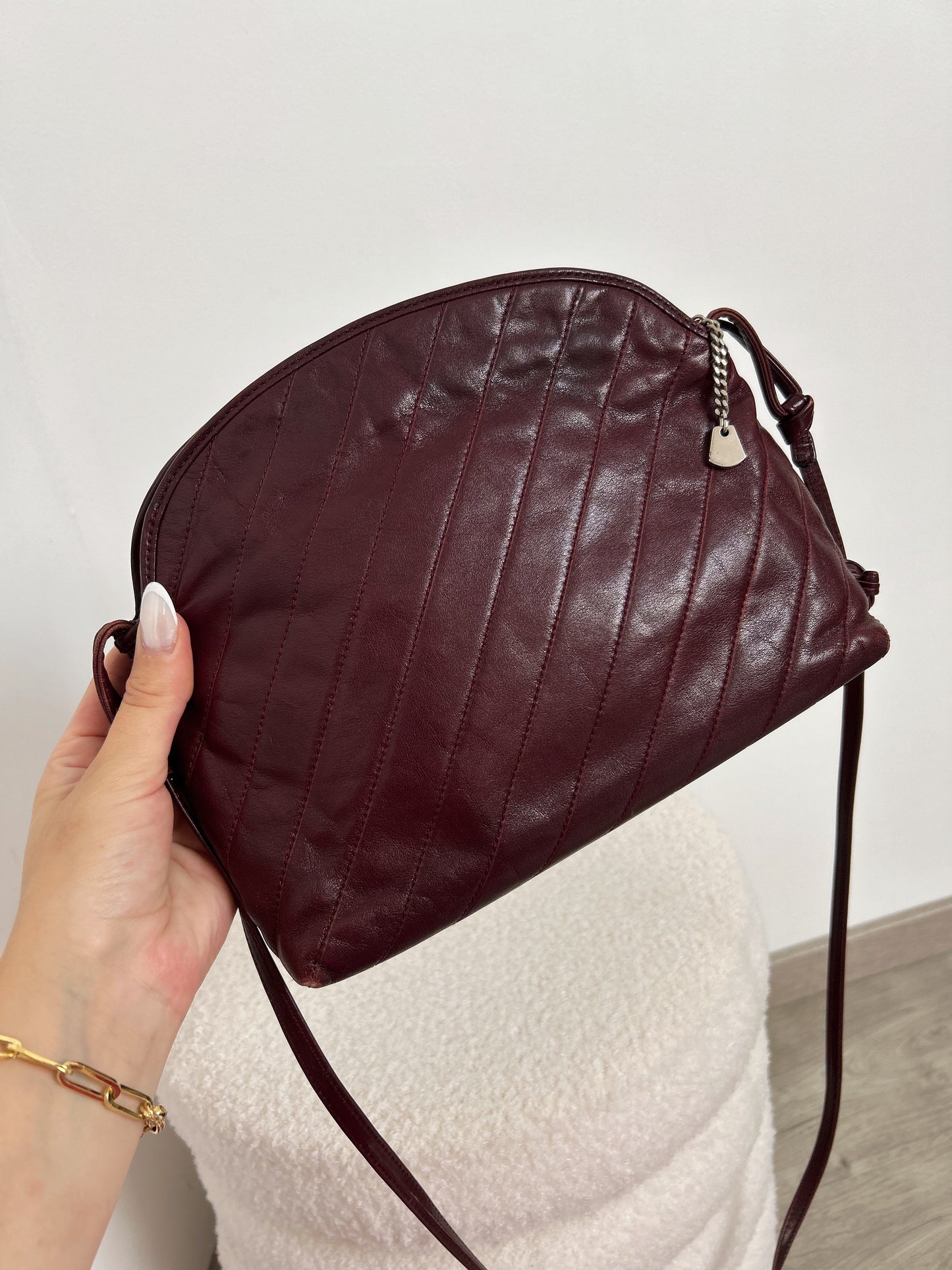 70s/80s burgundy leather bag