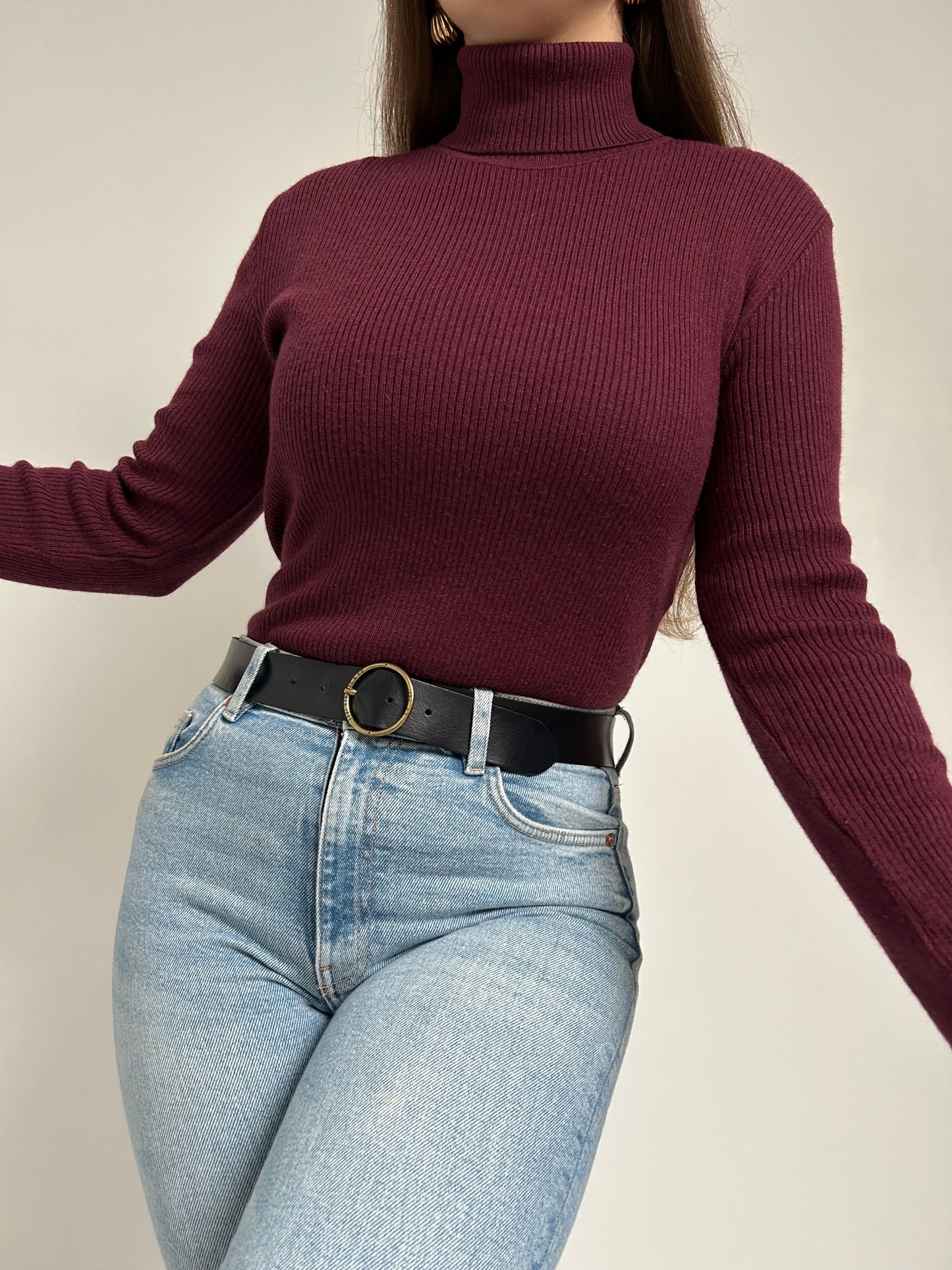 Pull col roulé bordeaux 90s Taille 36/38