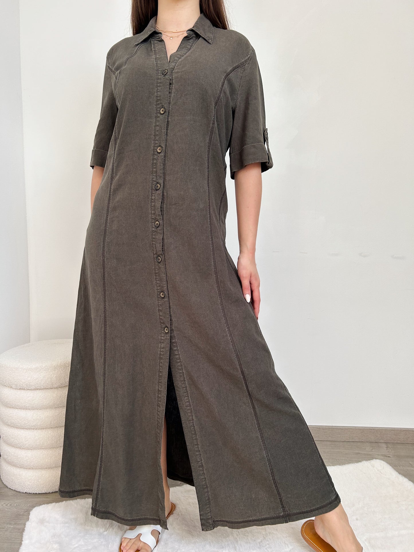 Longue robe effet jean marron Taille 40