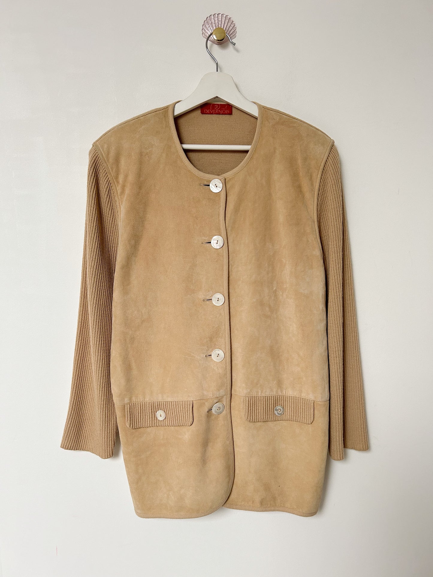 Veste beige en daim bi matière 70s Taille 40