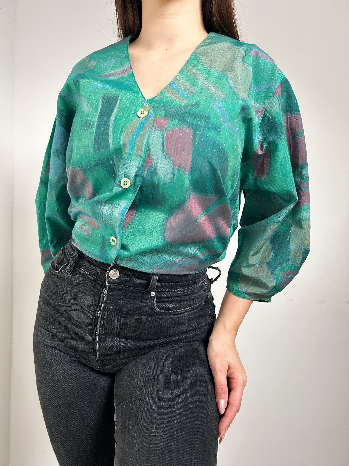 90s Metallic Oversized Shirt Size 42