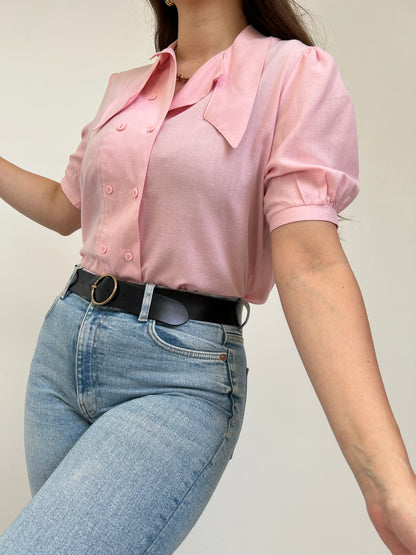 Chemise rose pastel 70s Taille 36/38