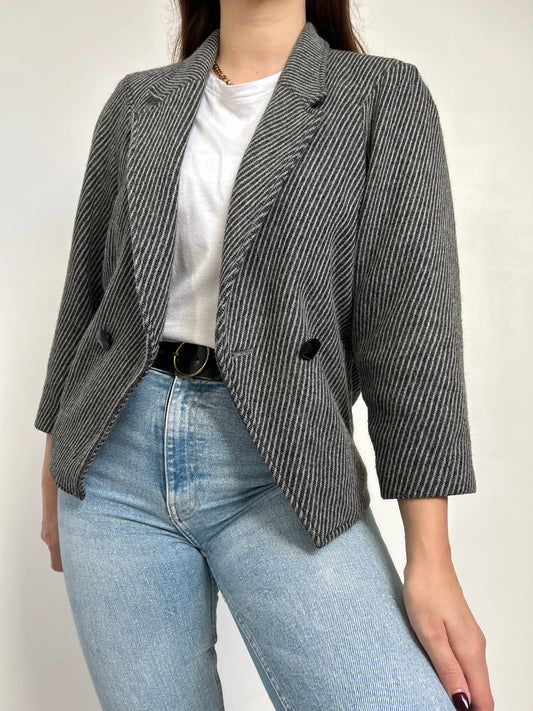 Blazer à rayures gris et noir vintage Taille 36