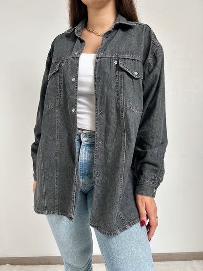 Chemise oversize en jean gris 90s Taille 38 à 42