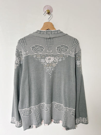 Cardigan gris à motifs vintage Taille 44