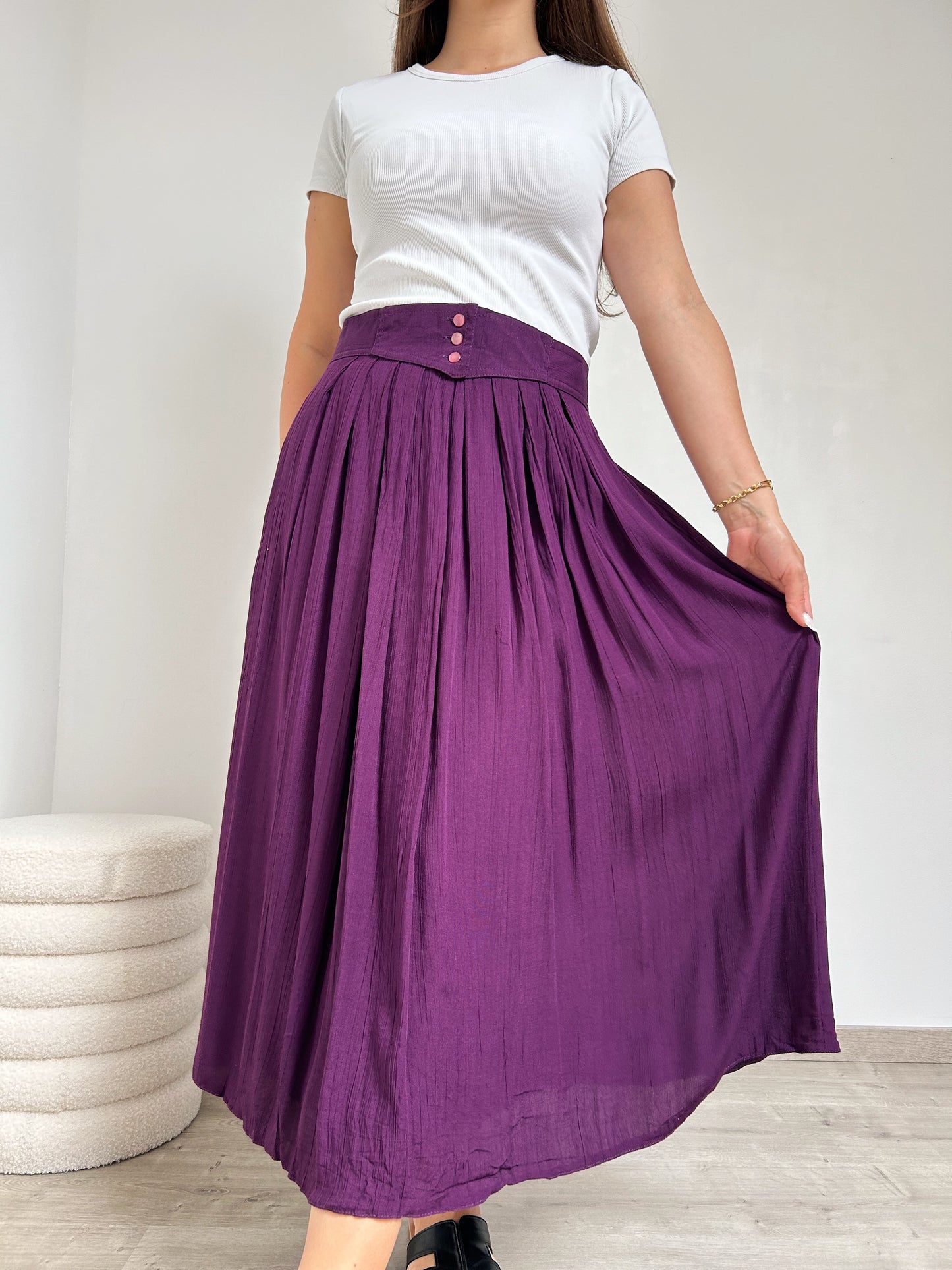 Jupe mauve évasée 70s Taille 40