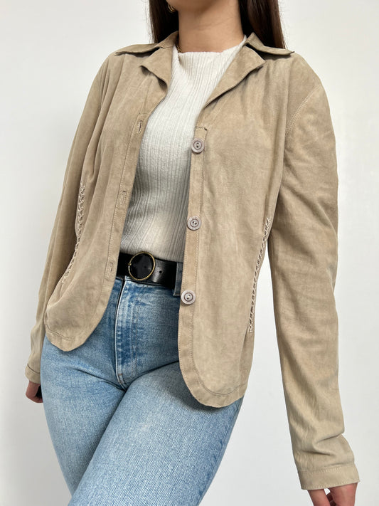 Veste en daim beige clair 70s Taille 40/42