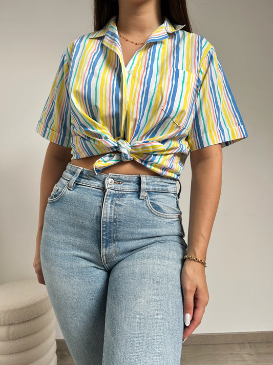 Chemise oversize à rayures multicolores 90s Taille 38/40