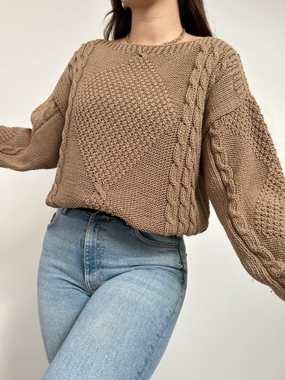 Pull en maille marron 90s Taille 36 à 40