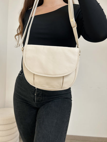 Sac à main en cuir crème 80s