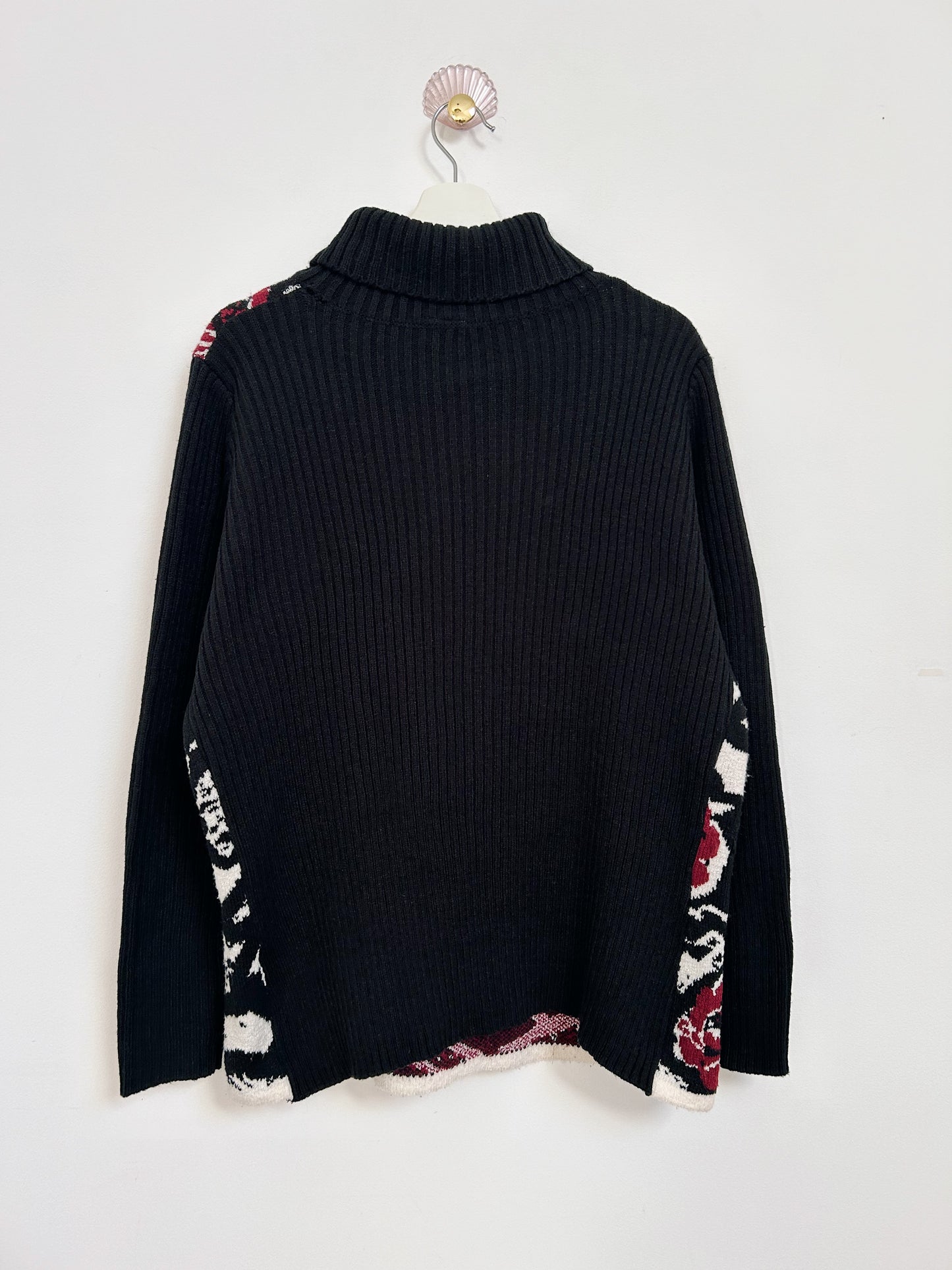 Pull oversize col roulé à motifs roses 90s Taille 40/42