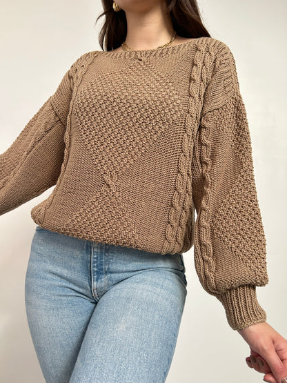 Pull en maille marron 90s Taille 36 à 40