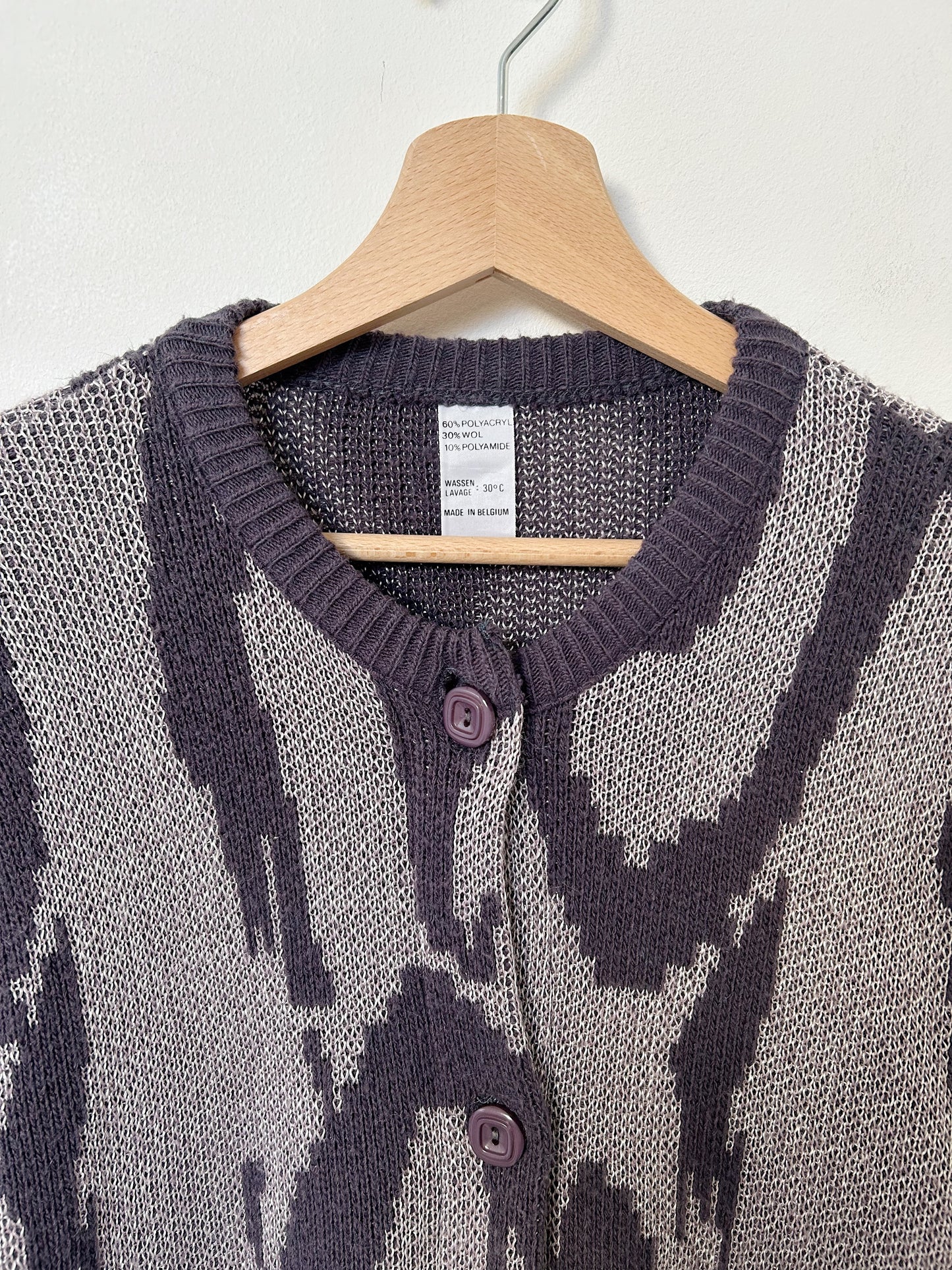 Cardigan à motifs mauves 90s Taille 38