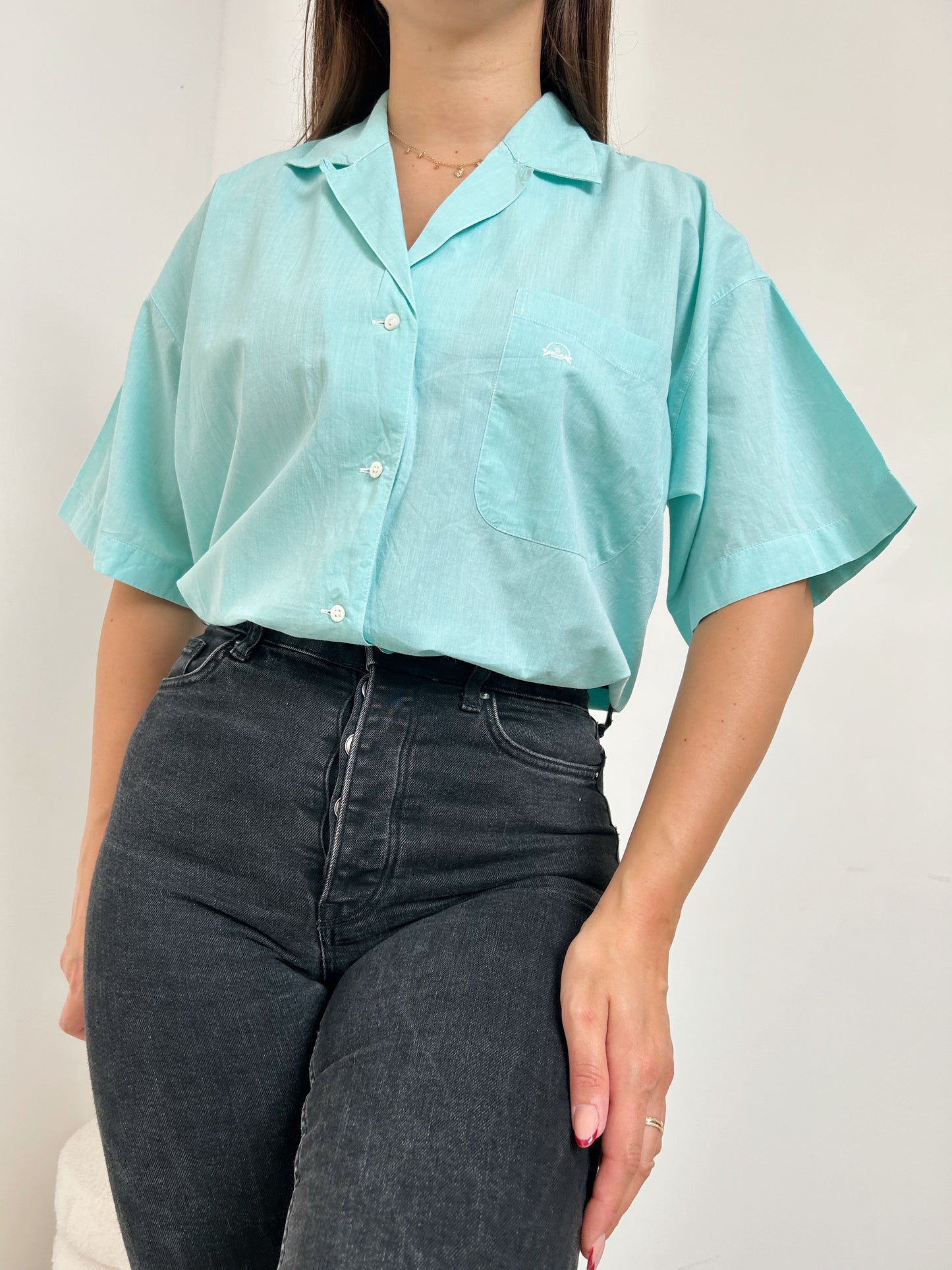 Oversized 90s turquoise blue shirt Size 40/42