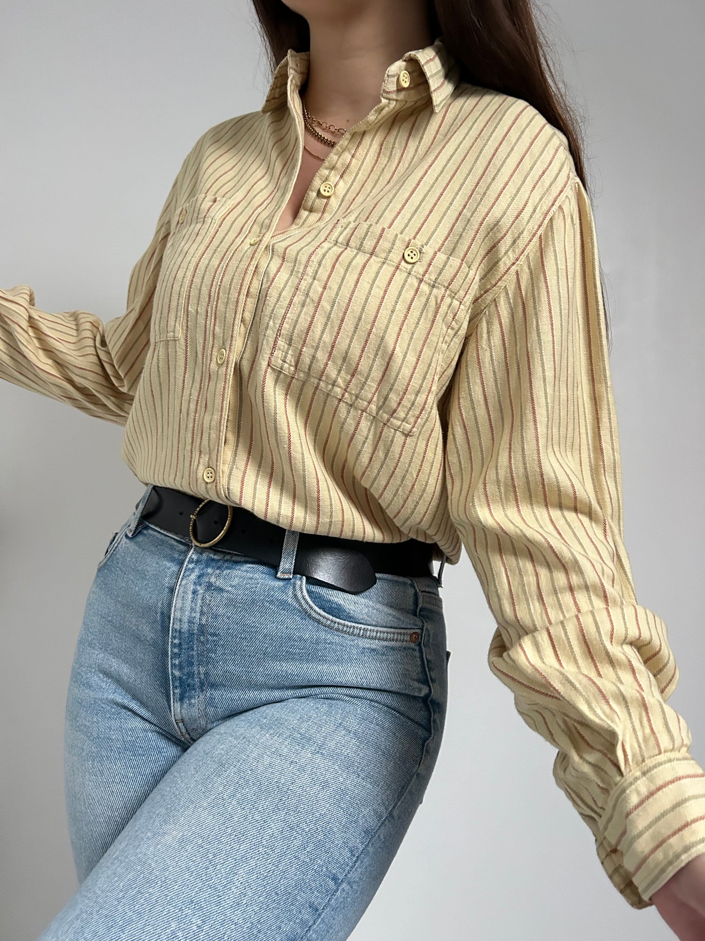 Chemise oversize jaune lignée 90s Taille 38/40