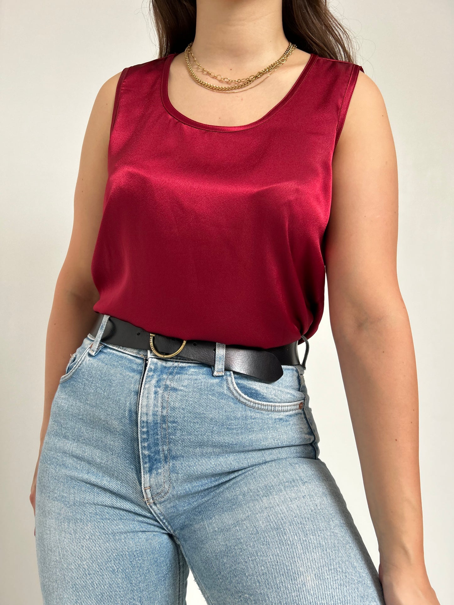 Top bordeaux satiné 90s Taille 38