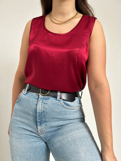 Top bordeaux satiné 90s Taille 38