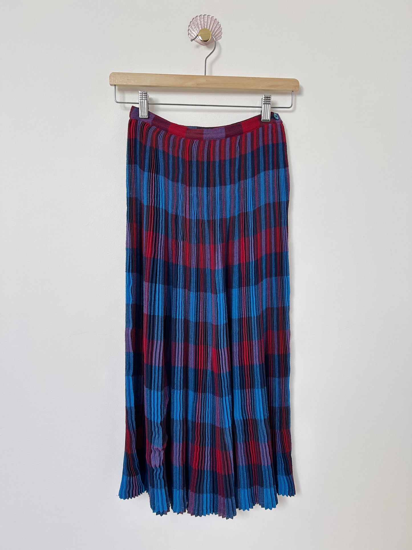 Long pleated plaid skirt 80s Size 34