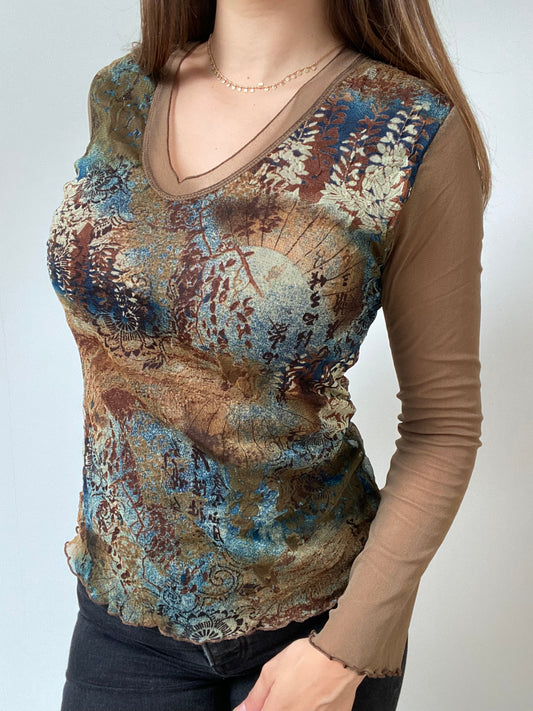 Blouse manches longue y2k marron Taille 36/38