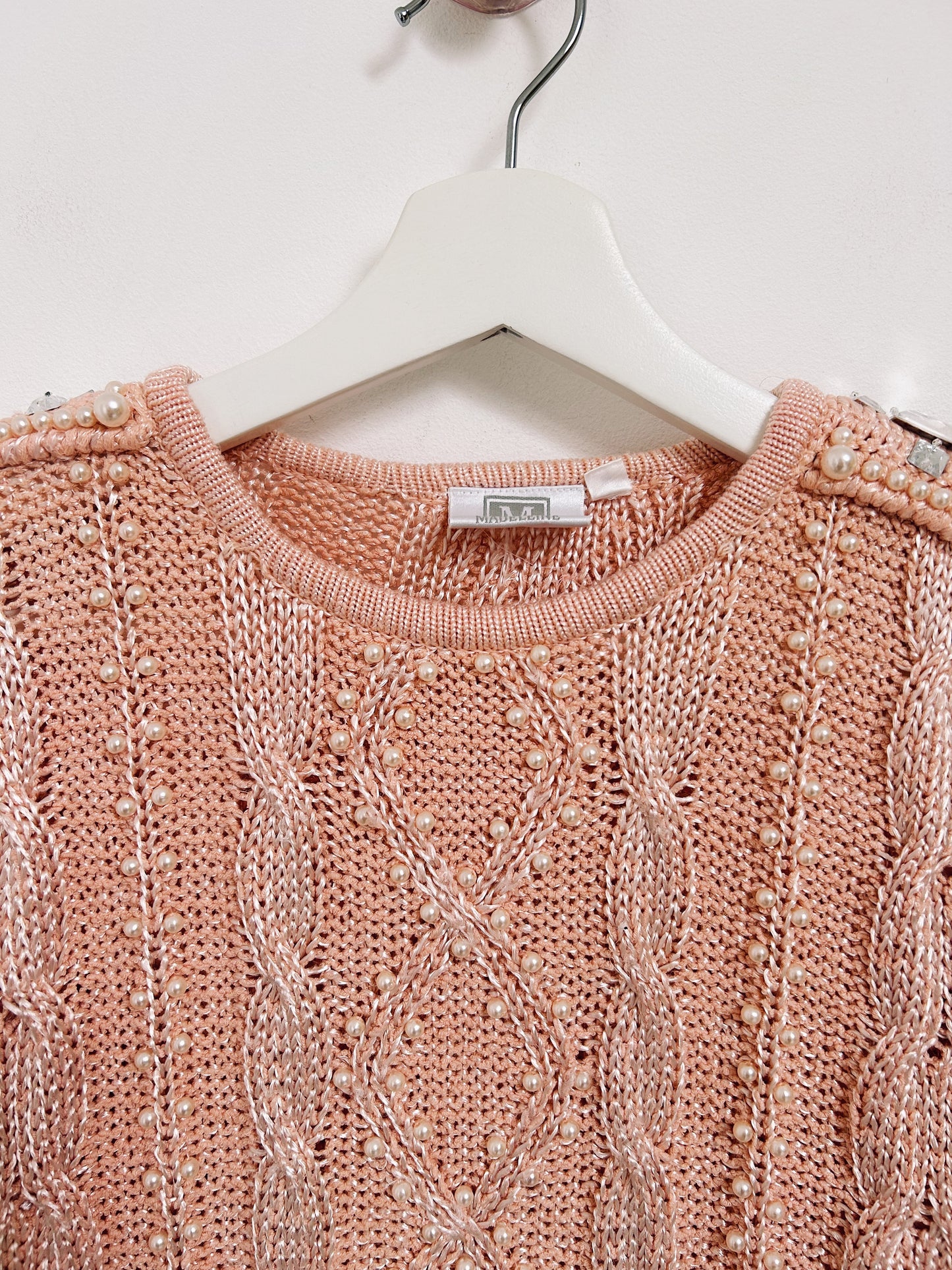 90s Pink Beaded Sweater Size 38