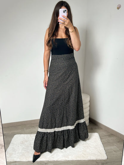 Maxi jupe bohème fleurie 70s Taille 36