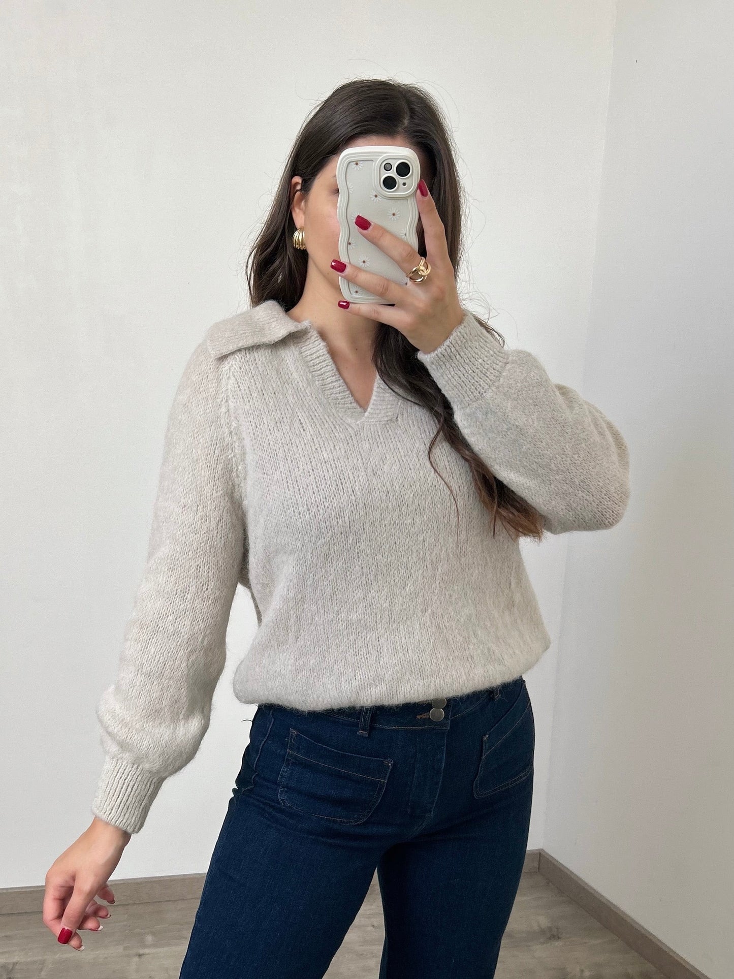 Baby alpaca polo sweater