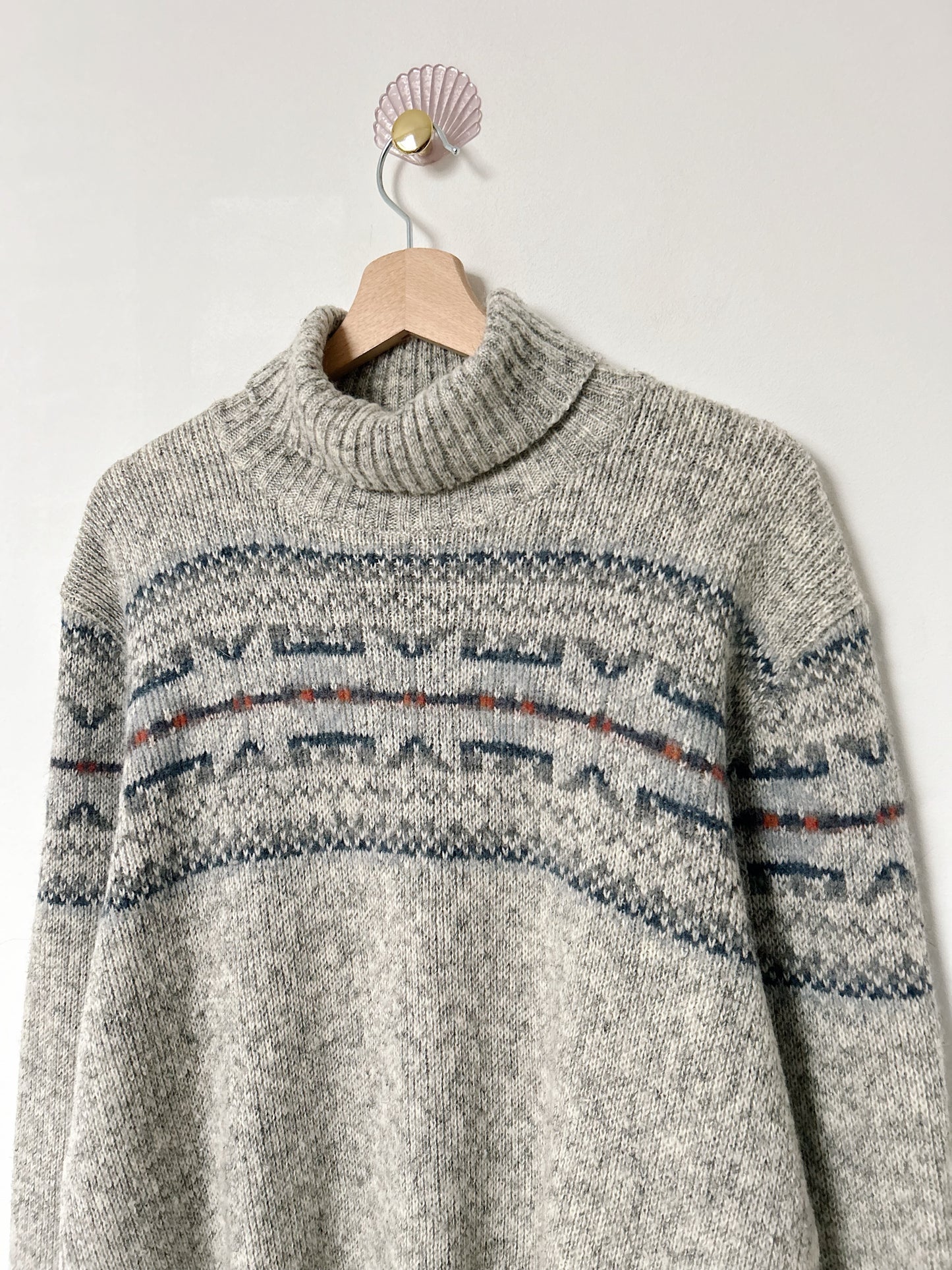Pull à motifs islandais col roulé vintage Taille 42