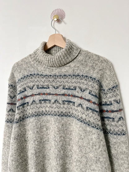 Pull à motifs islandais col roulé vintage Taille 42