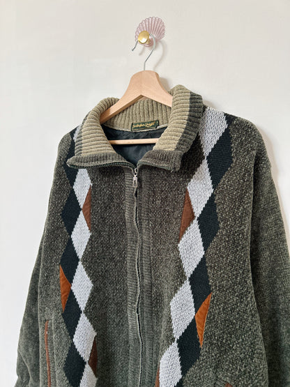 Gilet zippé à motifs en velours 90s Taille 42