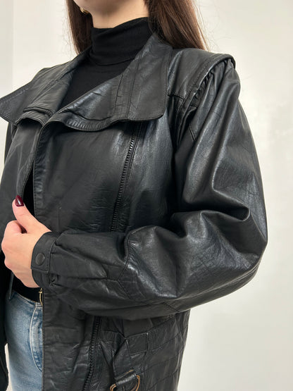 Veste en cuir noir 80s Taille 38