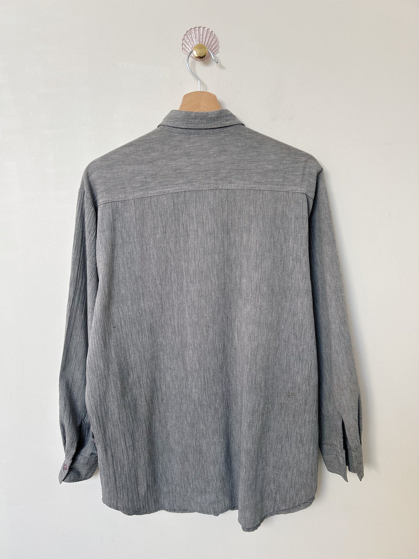 Chemise grise oversize brodée 90s Taille 38 à 42