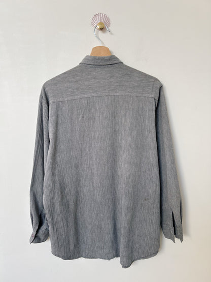 Chemise grise oversize brodée 90s Taille 38 à 42